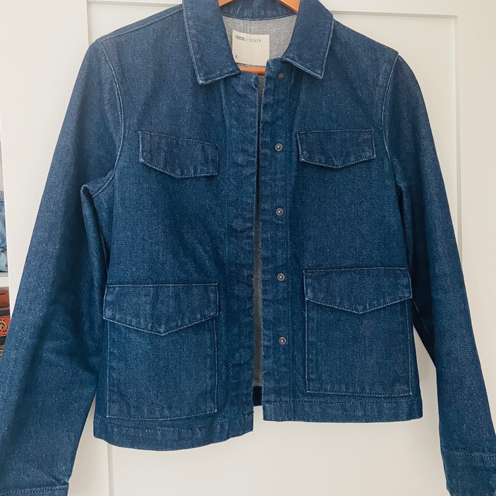 ASOS Blue Jean Jacket Cropped Timeless Design